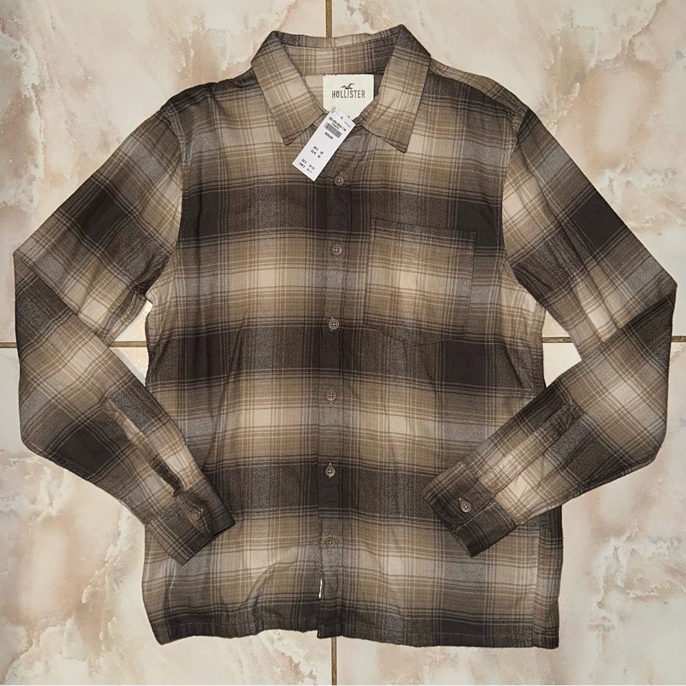 Hollister Long-Sleeve Button-Through Flannel Shirt